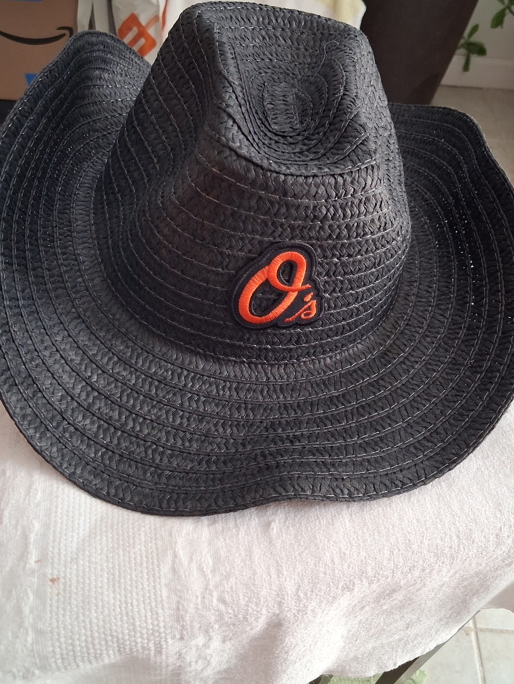 Baltimore Orioles  Black Straw Fedora Hat  Orange O's Logo Unisex Accessories